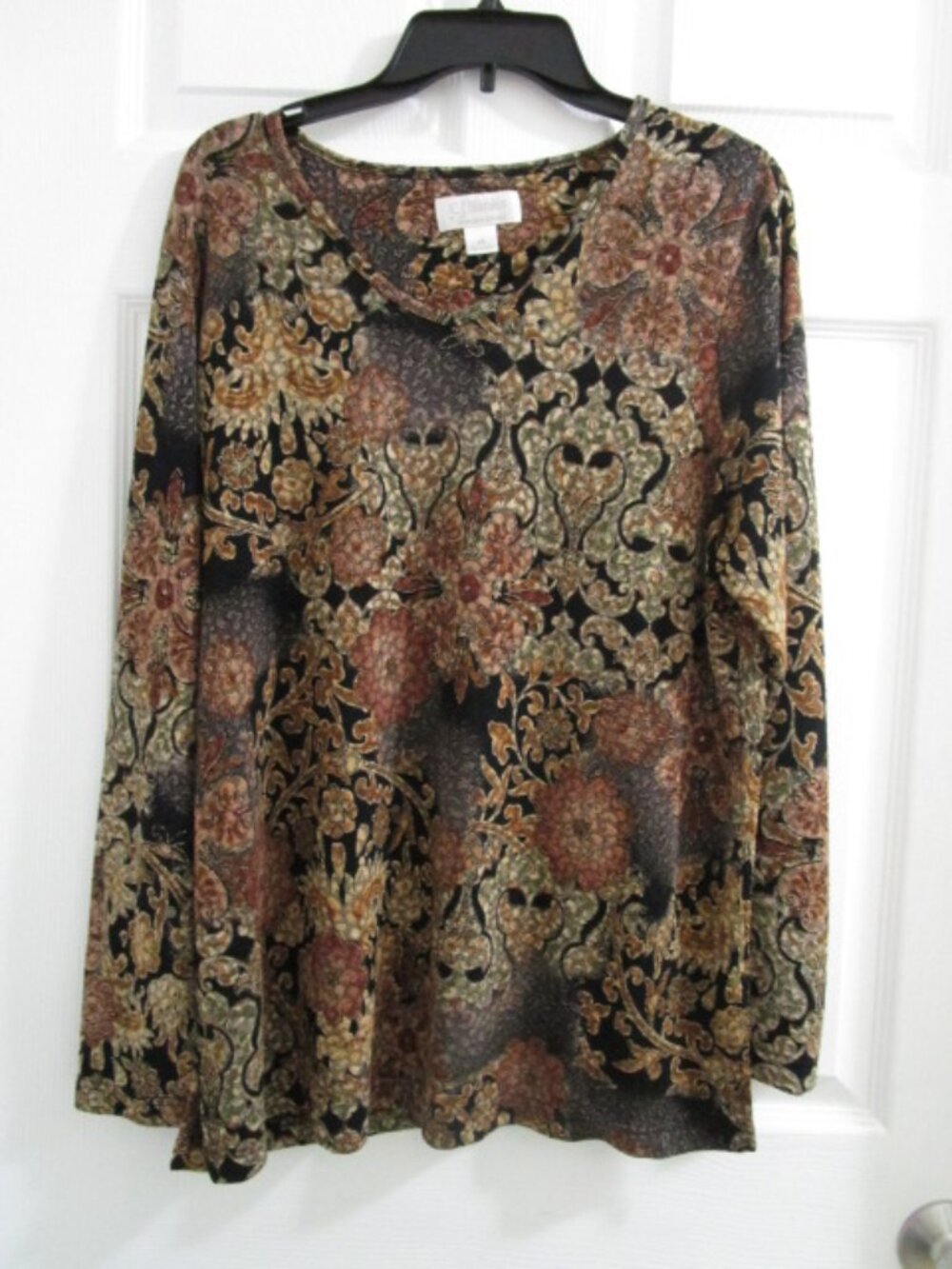 CJ Banks 1X Tunic Long Sleeve Top Gold Embellished